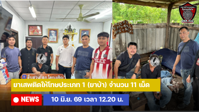 ยาเสพติดให้โทษประเภท 1 (ยาบ้า) จำนวน 11 เม็ด