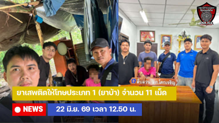 ยาเสพติดให้โทษประเภท 1 (ยาบ้า) จำนวน 11 เม็ด